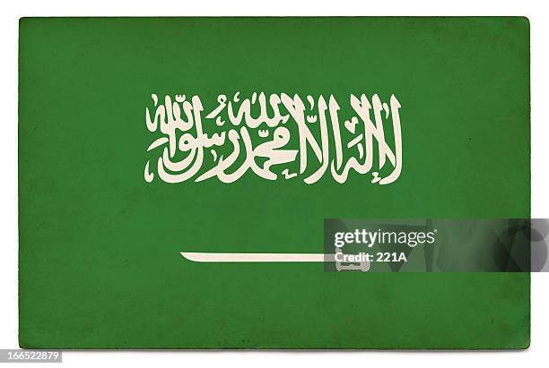 grunge flag of saudi arabia on white - saudi arabian flag stockfoto's en -beelden