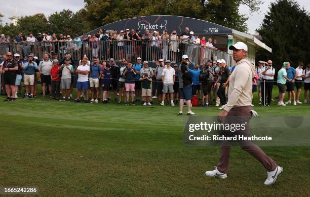 Rory McIlroy of Northern Ireland walks on the 16th hole during Day One of the Horizon Irish Open at The K Club on September 07, 2023 in Straffan,...