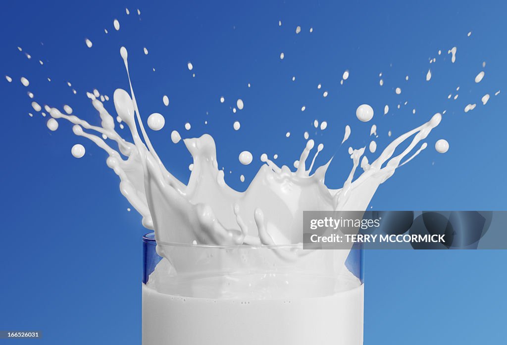 Milk splashing into glass