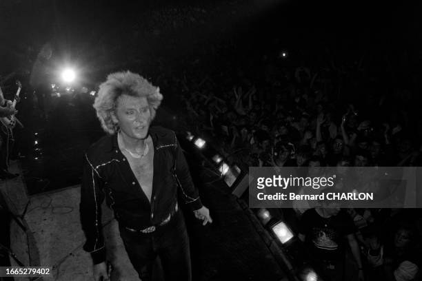 Johnny Hallyday en concert au Palais des Sports de Paris le 11 novembre 1982