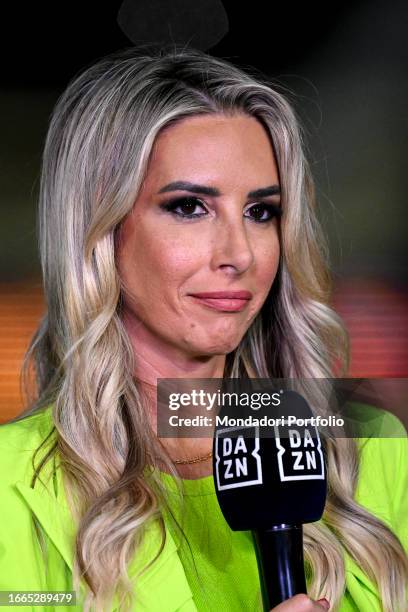 Television journalist Giorgia Rossi before the Serie A football match between AS Roma and AC Milan at Olimpico stadium in Rome , September 1st, 2023.