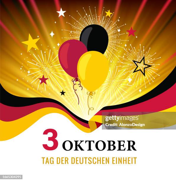 germany unity day greeting card. - german flag wallpaper stock illustrations