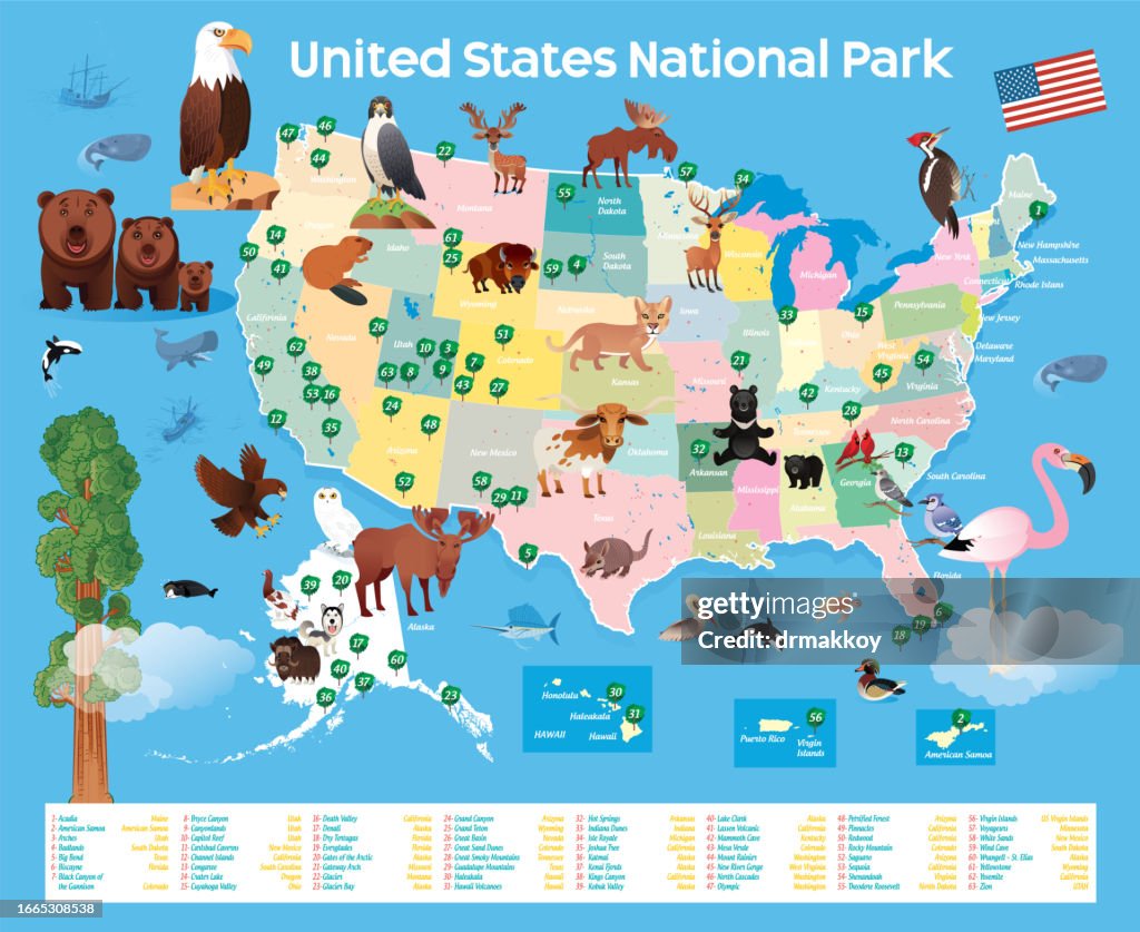 United States National Park Map Poster