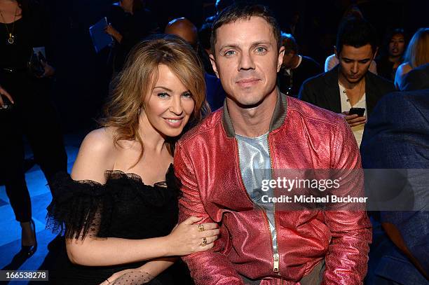 Singer Kylie Minogue and musician Jake Shears of the Scissor Sisters attend the 2013 NewNowNext Awards at The Fonda Theatre on April 13, 2013 in Los...