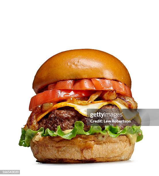 hamburger on white - burgers stock-fotos und bilder