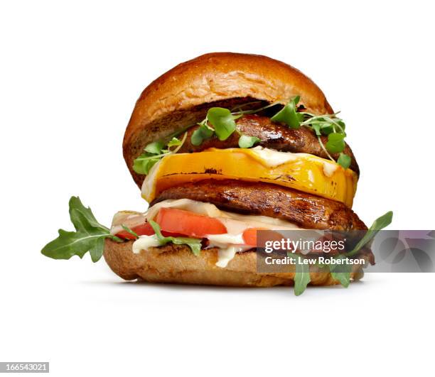 portobello mushroom burger - portobello mushroom stock pictures, royalty-free photos & images