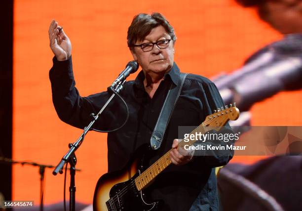 Robbie Robertson performs on stage during the 2013 Crossroads Guitar Festival at Madison Square Garden on April 13, 2013 in New York City.