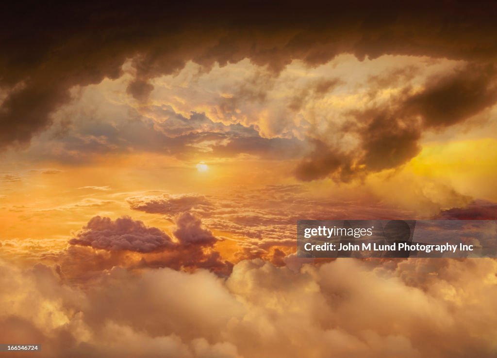 Colorful clouds in dramatic sky