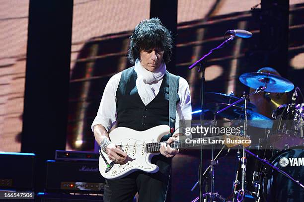 Jeff Beck performs on stage during the 2013 Crossroads Guitar Festival at Madison Square Garden on April 13, 2013 in New York City.