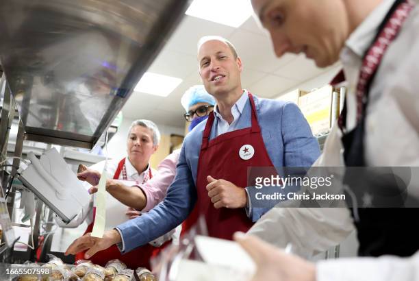 Prince William, Prince of Wales visits Pret A Manger on September 07, 2023 in Bournemouth, England. The Prince of Wales visited Bournemouth...