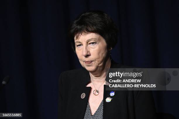 Associate administrator, Science Mission Directorate, Nicola Fox, looks on during a NASA briefing on Unidentified Anomalous Phenomena at NASA...