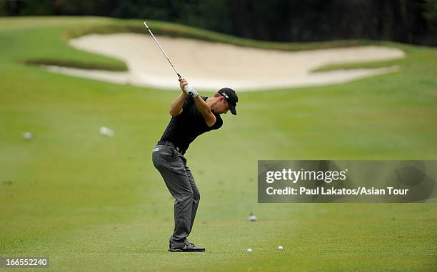 Dodge Kemmer of USA in action during day four of the Solaire Open at Wack Wack Golf and Country Club on April 14, 2013 in Manila, Philippines.