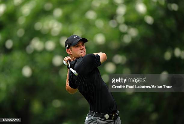 Dodge Kemmer of USA in action during day four of the Solaire Open at Wack Wack Golf and Country Club on April 14, 2013 in Manila, Philippines.