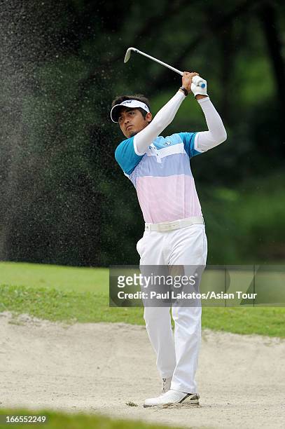 Panuat Muenlek of Thailand in action during day four of the Solaire Open at Wack Wack Golf and Country Club on April 14, 2013 in Manila, Philippines.