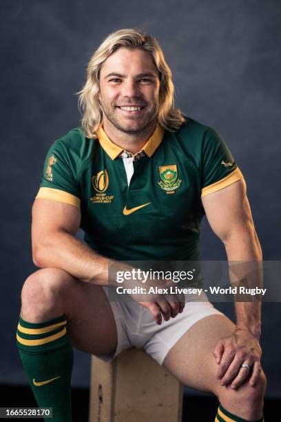 Faf de Klerk of South Africa poses for a portrait during the South Africa Rugby World Cup 2023 Squad photocall on September 02, 2023 in Toulon,...