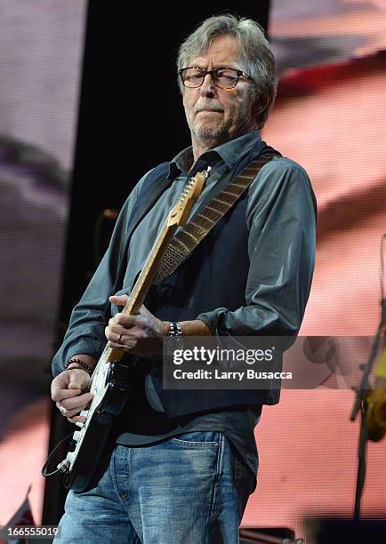 Eric Clapton performs on stage during the 2013 Crossroads Guitar Festival at Madison Square Garden on April 13, 2013 in New York City.