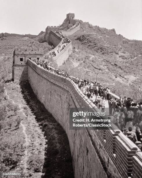1950s 1960s the ming dynasty section of the great wall of china at badaling built in 1505 about 60 kilometers from beijing.