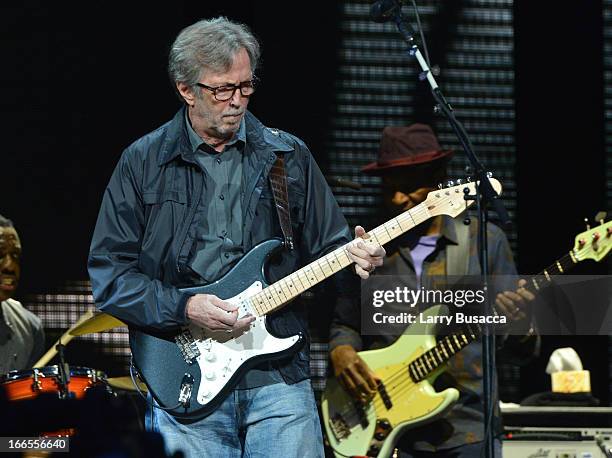 Eric Clapton performs on stage during the 2013 Crossroads Guitar Festival at Madison Square Garden on April 13, 2013 in New York City.
