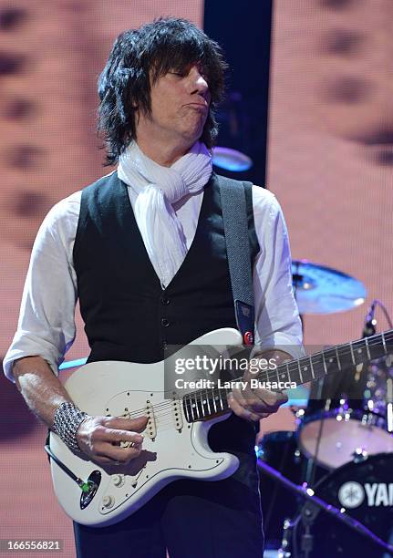 Jeff Beck performs on stage during the 2013 Crossroads Guitar Festival at Madison Square Garden on April 13, 2013 in New York City.
