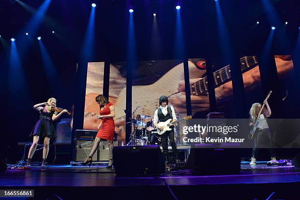 The Jeff Beck band performs on stage during the 2013 Crossroads Guitar Festival at Madison Square Garden on April 13, 2013 in New York City.
