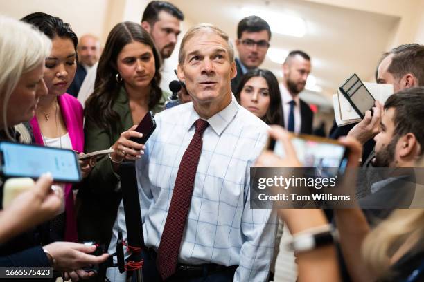 Rep. Jim Jordan, R-Ohio, chairman of the House Judiciary Committee, leaves a meeting of the House Republican Conference in the U.S. Capitol on...