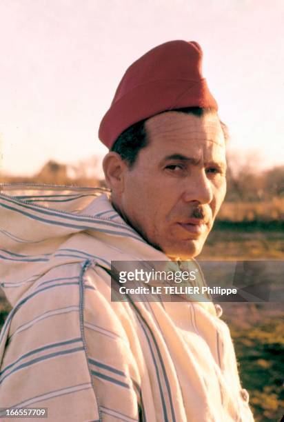 General Bellounis Joined The French Army. Guerre d'Algérie : Dar-Chioukh , décembre 1957 : portrait du général Mohamed BELLOUNIS. Le général...