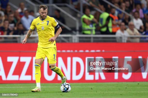 Andriy Yarmolenko of Ukraine in action during the UEFA EURO 2024 qualifying round group C match between Italy and Ukraine. Italy wins 2-1 over...