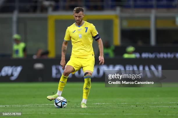 Andriy Yarmolenko of Ukraine in action during the UEFA EURO 2024 qualifying round group C match between Italy and Ukraine. Italy wins 2-1 over...