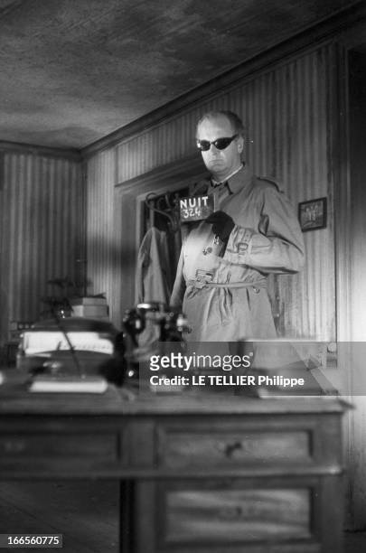 Shooting Of The Film 'Les Espions' By Henri-Georges Clouzot. En France, dans les studios de Joinville, le 23 Janvier 1957, lors du tournage du film...