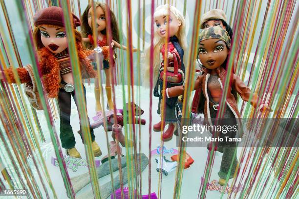 Bratz" dolls are seen for sale on the Target Holiday Boat November 29, 2002 in New York City. The line of funky dolls have become staples for the...