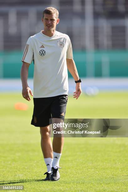 Sven Bender, assistant coach looks on prior to the U17 4-Nations tournament between Germany and Israel at Sportpark Nord on September 07, 2023 in...