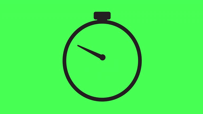 Simple 4K 2D stopwatch start to stop round completion animation. Old ...