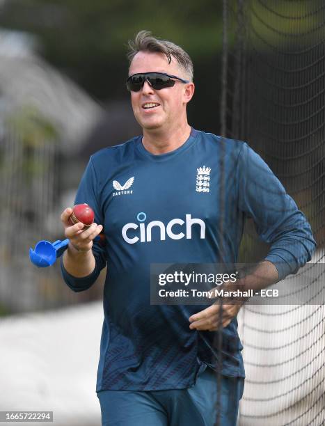 Graeme Swann, Consultant to England U19 team during England U19 Training at New Road on September 07, 2023 in Worcester, England.