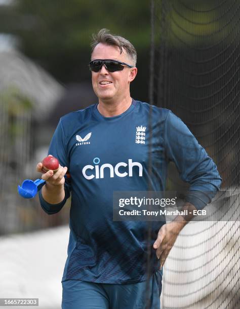 Graeme Swann, Consultant to England U19 team during England U19 Training at New Road on September 07, 2023 in Worcester, England.