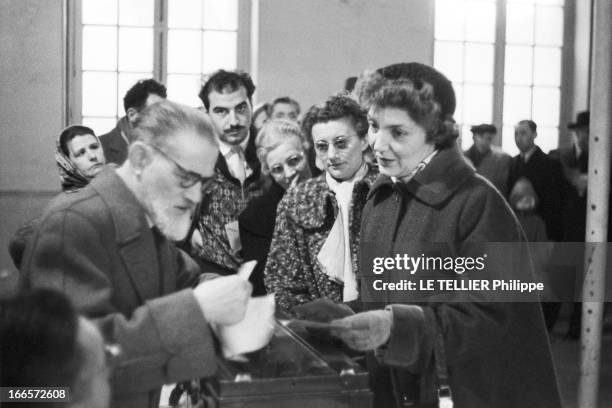 Election Campaign Of Pierre Mendes France. En France, en janvier 1956, lors de la campagne électorale de Pierre MENDES FRANCE à l'occasion des...