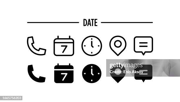 date time address icons - clock ringing stock illustrations