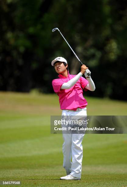 Wang Jueng-hun of Korea in action during day four of the Solaire Open at Wack Wack Golf and Country Club on April 14, 2013 in Manila, Philippines.