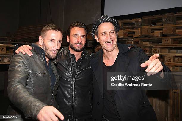 Mark Keller, Stephan Luca and Ralf Bauer attend the Jaguar F-Type short film 'The Key' Premiere at e-Werk on April 13, 2013 in Berlin, Germany.