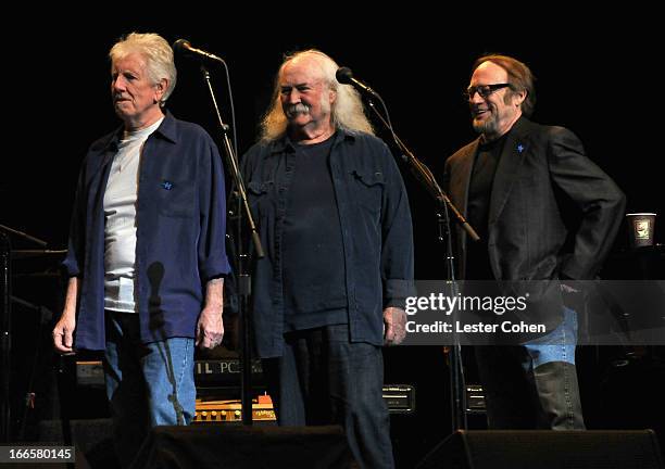 Musicians Graham Nash, David Crosby and Stephen Stills perform onstage at Light Up The Blues Concert - An Evening of Music To Benefit Autism Speaks...