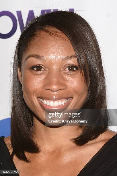 Allyson Felix arrives at the Nnamdi Asomugha's 7th Annual Asomugha Foundation Gala at Millennium Biltmore Hotel on April 13, 2013 in Los Angeles,...