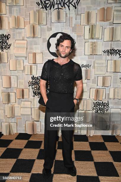 Penn Badgley attends The Montblanc "Library Spirit: Episodes From Around The World" NYC Launch Event at Stephan Weiss Studios on September 06, 2023...