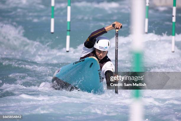 Noemie Fox of Australia in action during the Canoe Slalom International Training Week at Lee Valley White Water Centre on September 7, 2023 in...