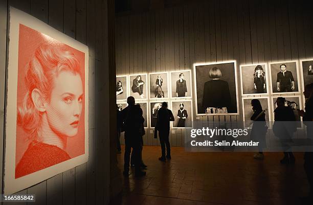 General view of Karl Lagerfeld's photo exhibition "The Little Black Jacket" at Porta Venezia as part of 2013 Milan Design Week on April 14, 2013 in...