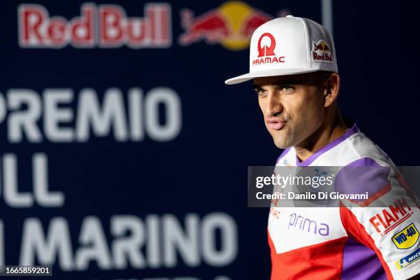 Jorge Martin of Spain and Prima Pramac Racing during presentation press conference of the MotoGP Of San Marino at Misano World Circuit on September...