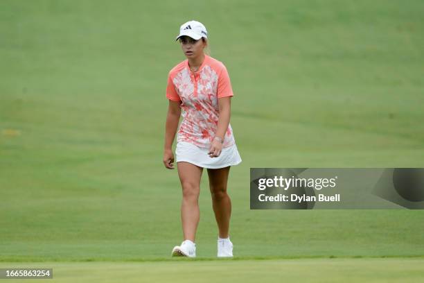 Amateur Mia Hammond of the United States walks to the fourth green during the first round of the Kroger Queen City Championship presented by P&G at...