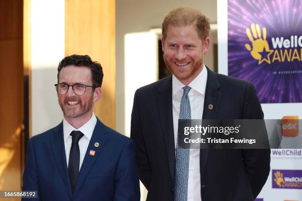 Matt James, WellChild CEO and Prince Harry, Duke of Sussex attend the 2023 WellChild Awards at The Hurlingham Club on September 07, 2023 in London,...