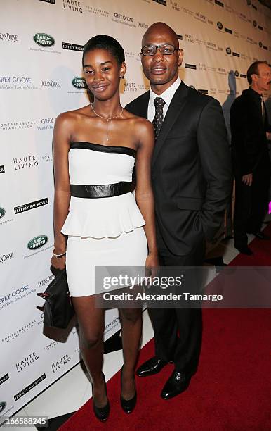 Jeanette Hopkins and Bernard Hopkins arrive at the Blacks' Annual Gala at Fontainebleau Miami Beach on April 13, 2013 in Miami Beach, Florida.