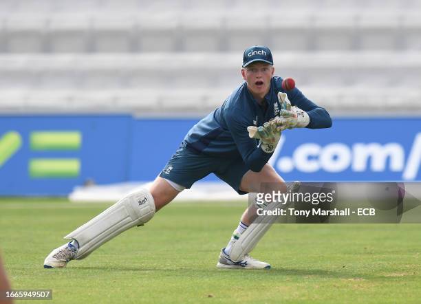 Jack Carney of England U19 in action during England U19 Training at New Road on September 07, 2023 in Worcester, England.