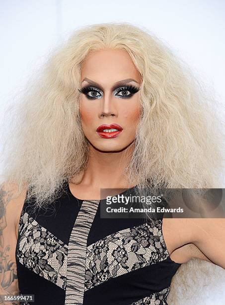 Dra queen Raja arrives at the Logo NewNowNext Awards 2013 at The Fonda Theatre on April 13, 2013 in Los Angeles, California.