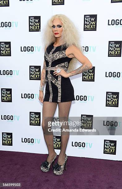 Dra queen Raja arrives at the Logo NewNowNext Awards 2013 at The Fonda Theatre on April 13, 2013 in Los Angeles, California.